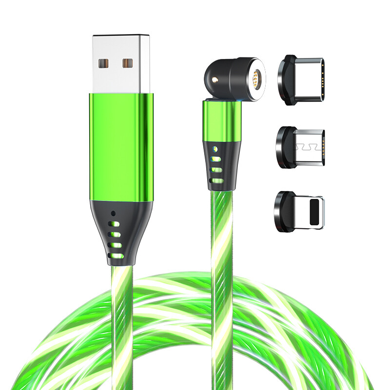 17 Pack 3FT 1M 5 PIN 3A 540 degree Luminous Flowing Magnetic USB Cable For Phone gallery
