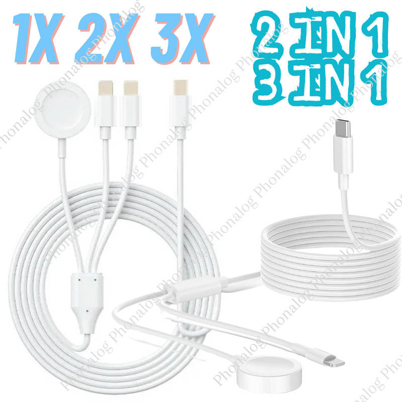 For Apple iPhone Watch iWatch 3 in 1 Magnetic Type C Charger Cable Charging Cord