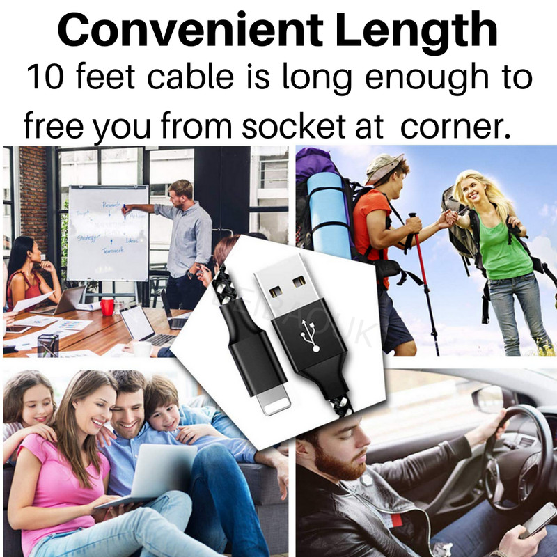 USB Cable 10Ft Fast Charging + QC Charger For iPhone iPad 8 XR 11 12 14 Charger gallery