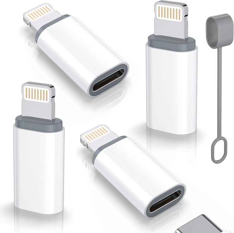 USB Type C Female to Lt Port Adapter 27W Fast Charging Data Sync Adapter, 4 Pack