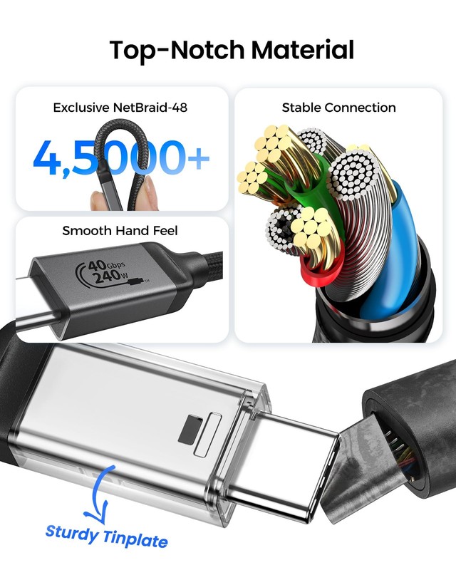 USB 4 Cable for Thunderbolt 4, 40Gbps Data Sync, 240W PD 3.1 Charging, 8K/5K@... gallery
