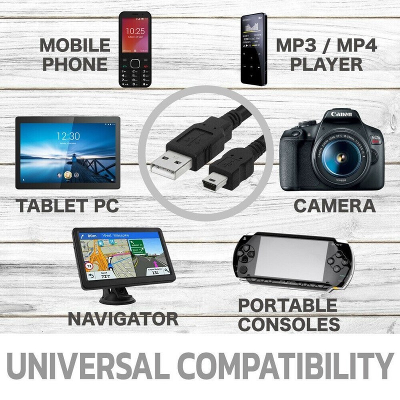 5 Pin Mini USB Cable Data Sync Charging Cord for Camera, Nuvi, GPS, PS3, MP3 US gallery
