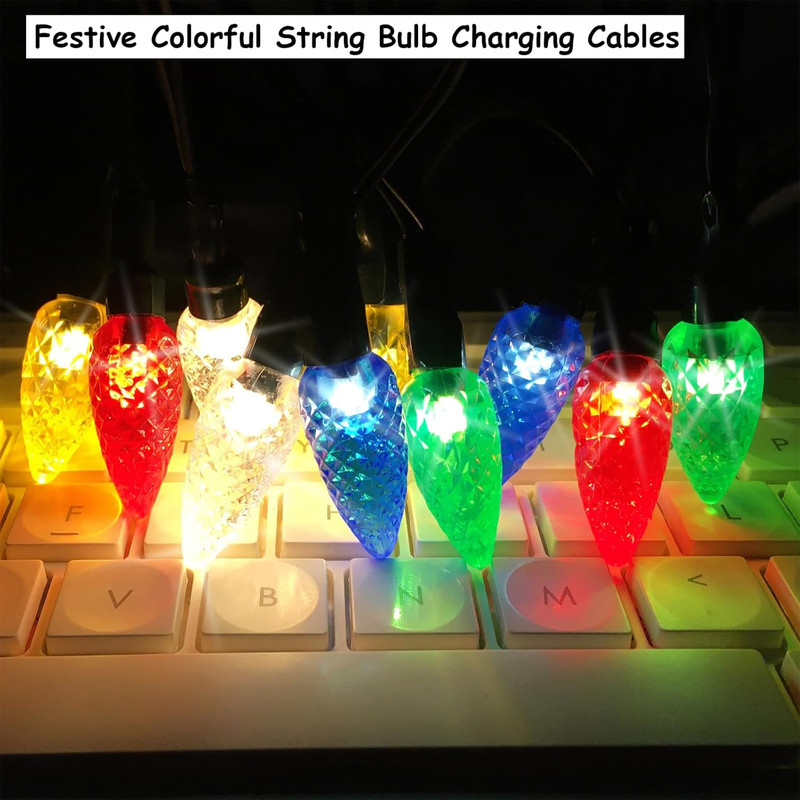 2 Pack Christmas Light Phone Charger Cord Charging Cable USB-A to Light-Ning 55" gallery