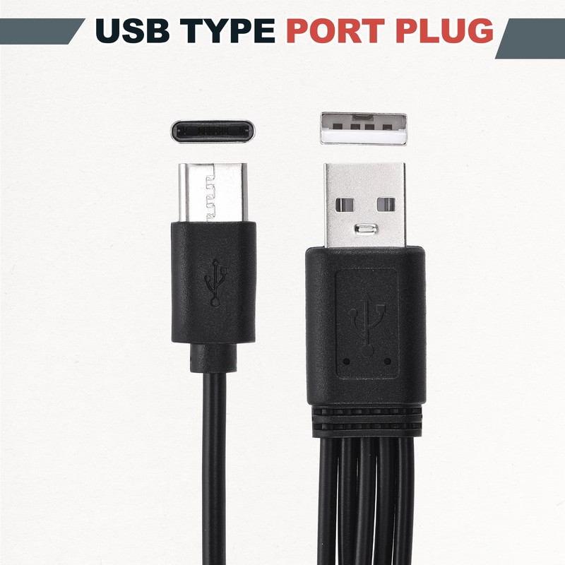 Multi Charging Cable, 5 in 1 USB A to USB Type C Splitter 8", Black gallery