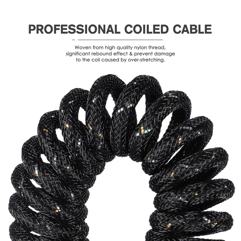 5.2 FT Black MANBASNAKE C05 DoubleSleeved Coiled Aviator USB Keyboard Cable gallery