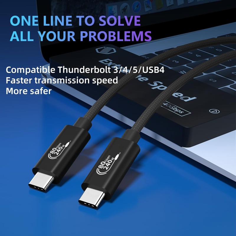 USB4 Cable 80Gbps 240W Charging 5-inch Male-to-Male - Connect SSD, Monitor gallery