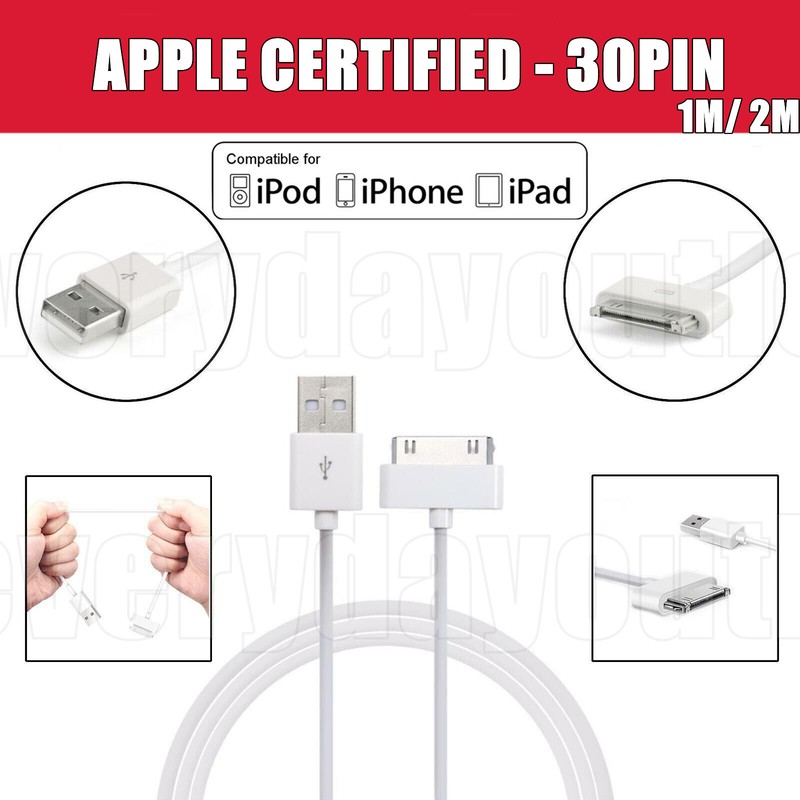 30 Pin USB Sync Data Cable Charger Cord For Old Classic iPad 1 2 3 4 Generation