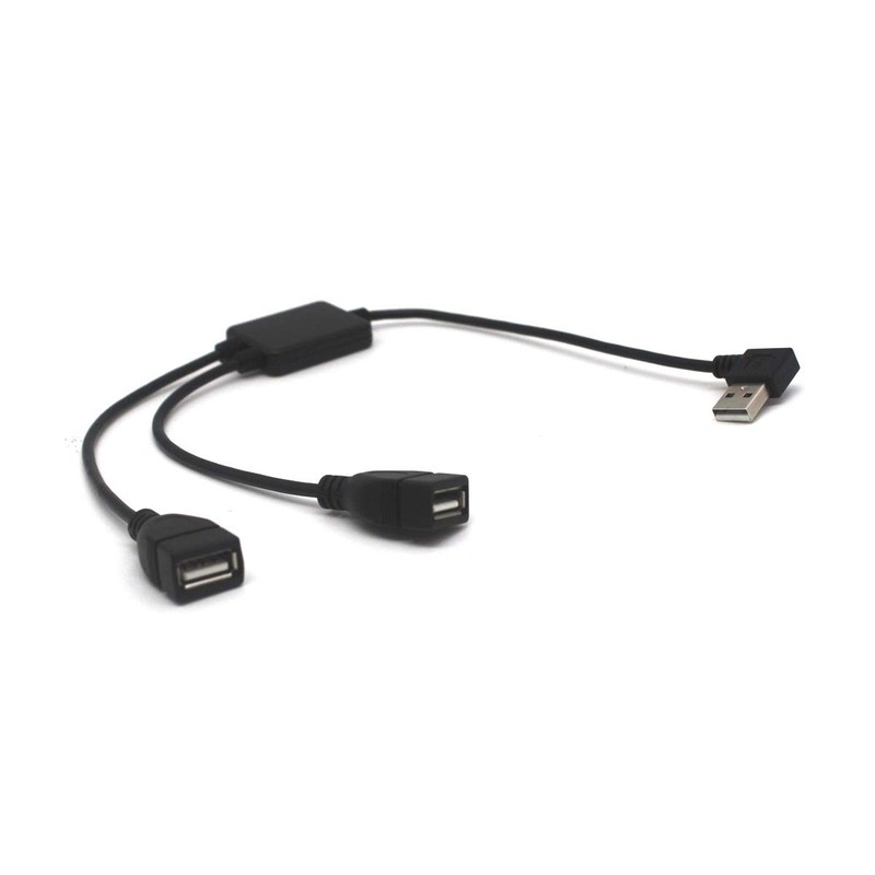 12 Inch Right Angle USB 2.0 Splitter Cable 1 Male To 2 Female Hub Extender