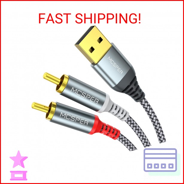 MCSPER USB to RCA Audio Cable (6.6FT), USB 2.0 Male to 2 RCA Male Stereo Audio C