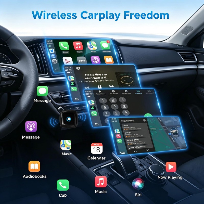 Mini Wireless CarPlay Adapter for iPhone/Android Auto, 2-in-1 Wired to Wirele... gallery