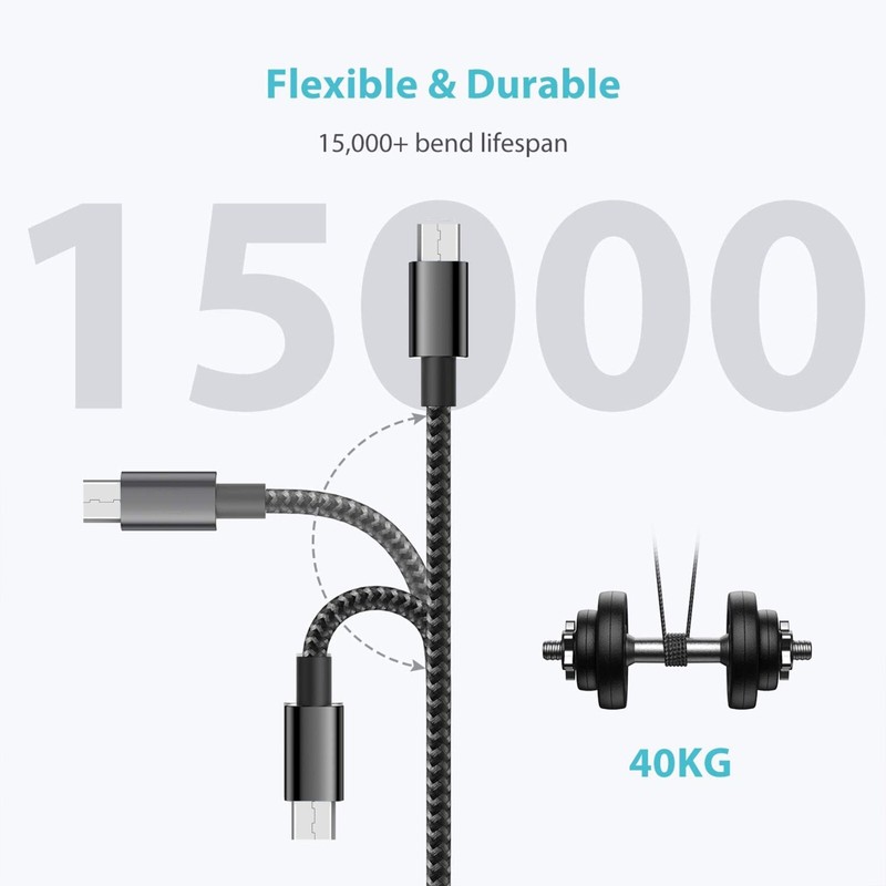 Long Braided USB Micro Fast Charging Charger Data Cable Lead 2M 3M 1M gallery