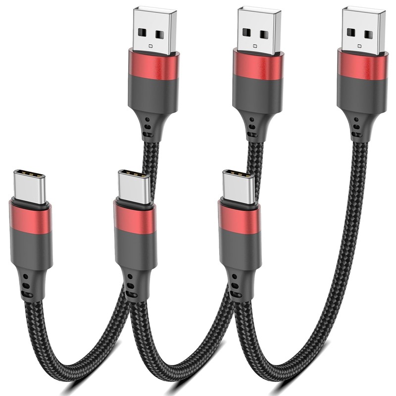 6 inch Short USB C Cable, 0.5ft 3 Pack USB A to USB C Cable Nylon Braided Sho…