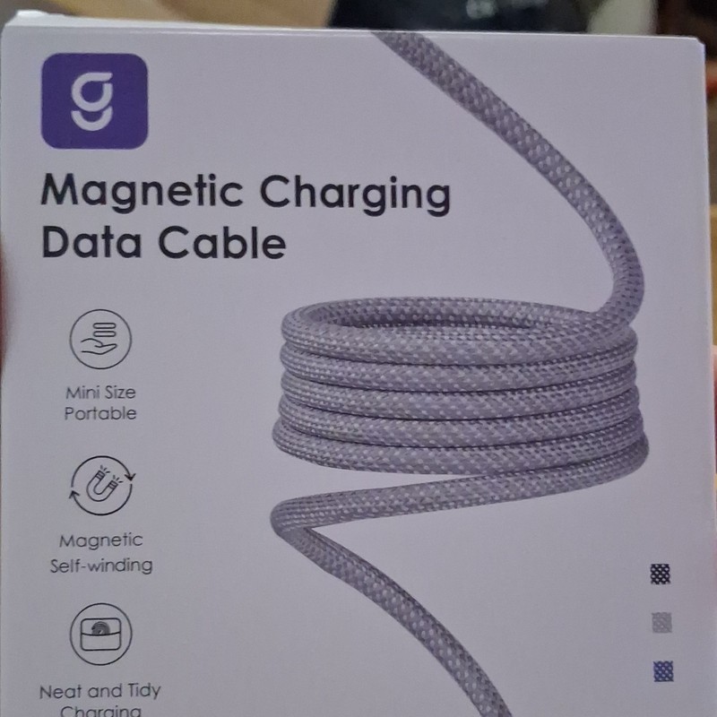 Magtame Magnetic Self-Winding Braided Charging Cable 1m Black O-Magcable