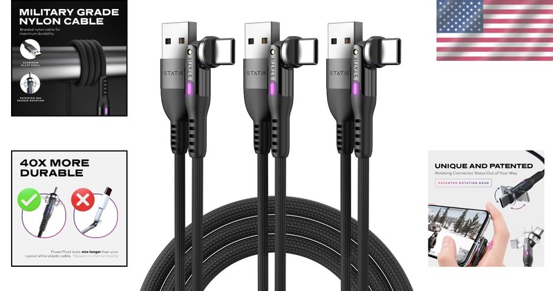 Right Angle USB C Cable 3-Pack by PowerPivot gallery