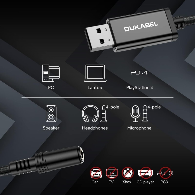 External Sound Card USB Adapter Stereo Microphone Support for PC Gaming Consoles gallery