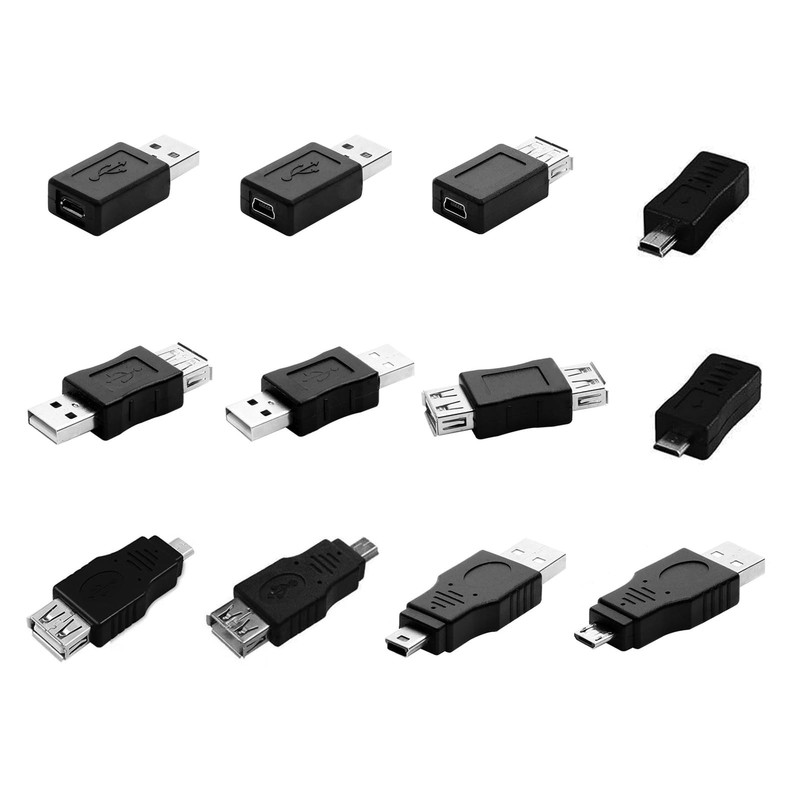 Multiple USB 2.0 Adapters, USB OTG Adapter Kit 12Pcs Micro/Mini Male Female S…