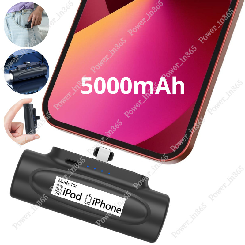5000mAh Mini Travel Power Bank For iPhone 14/13/12/11/8/7/6/XR/X Battery Charger