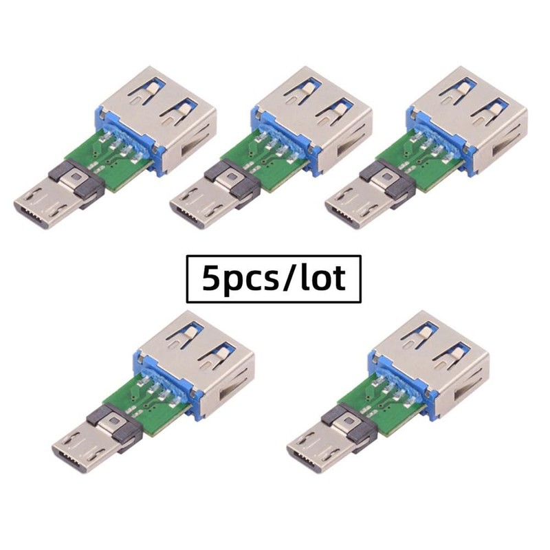 5pcs/lot USB 2.0 Micro 5Pin Male Connector to USB Type-A Female OTG Data Conv... gallery