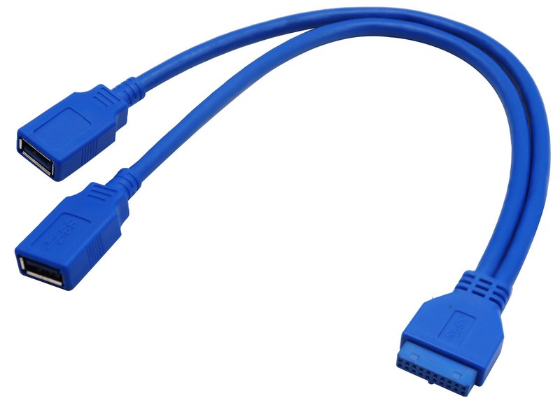 30cm Dual Port USB 3.0 A Female To 20Pin Female Motherboard Y Splitter Cable gallery