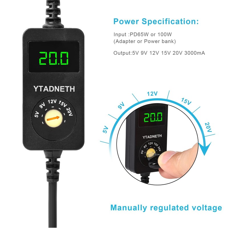 Universal USB C to DC Adapter, Barrel PD Trigger Cable, USB-C to DC 5V 9V 12V... gallery
