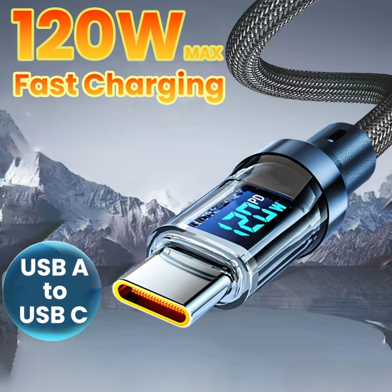 120W USB C, Fast Charging Cable, Digital Display USB A, Charger Cord gallery
