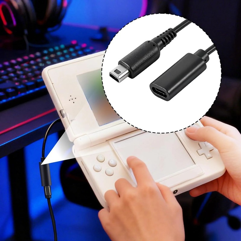 2pcs USB Type-C to 3DS Charging Cable Adapter, Type C Charger Cord Compatible wi gallery