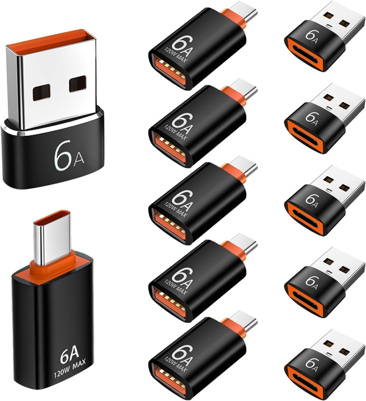 12 Pack 10Gbps/120W USB C to USB3.1 Adapter, Type C Male to USB Female Adapter f