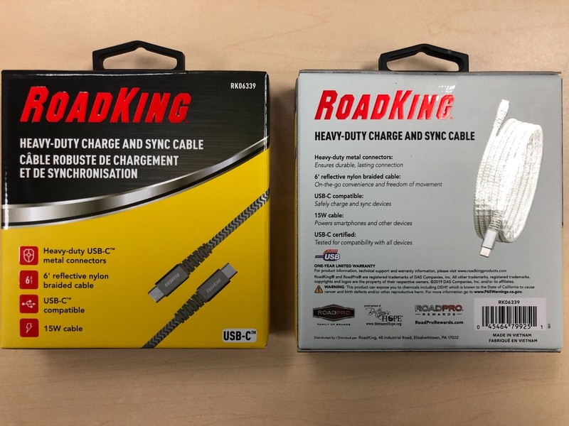 10X ROADKING 6FT Heavy-Duty 15W USB-C TO USB-C CHARGE & SYNC Cable RK06339