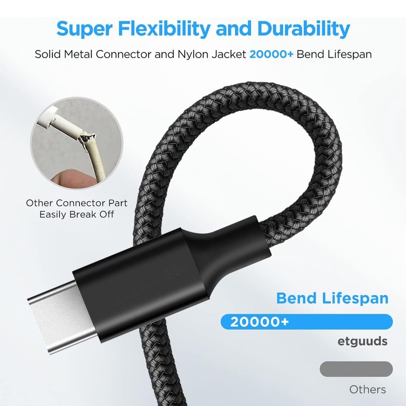 USB-C Type-C Nylon Braided Rope Data Sync Charger Charging Cable Cord Lot gallery