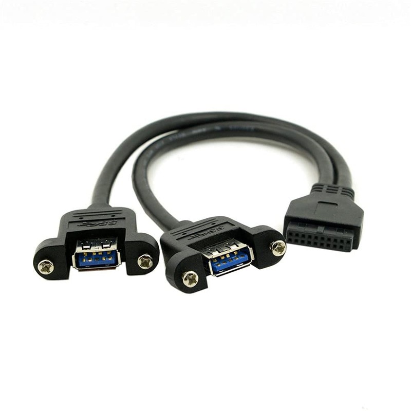 USB 3.0 Dual Ports A Female Screw Mount Type Motherboard 20pin Header Cable gallery