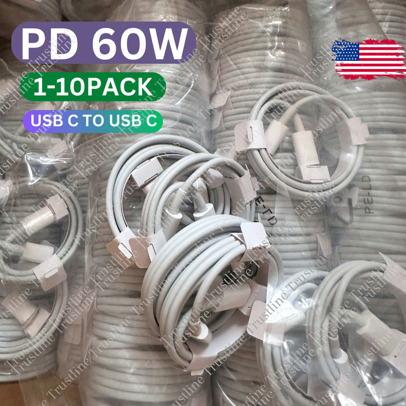 1-10 Pack Lot 60W USB-C to Type C Cable PD Fast Charger Cord 3Ft 6Ft For Samsung