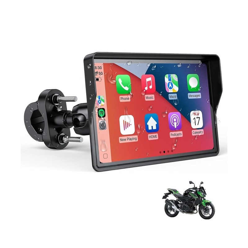 WonVon 7 Inch Wireless Motorcycle Carplay GPS Navigation System with Apple Ca...