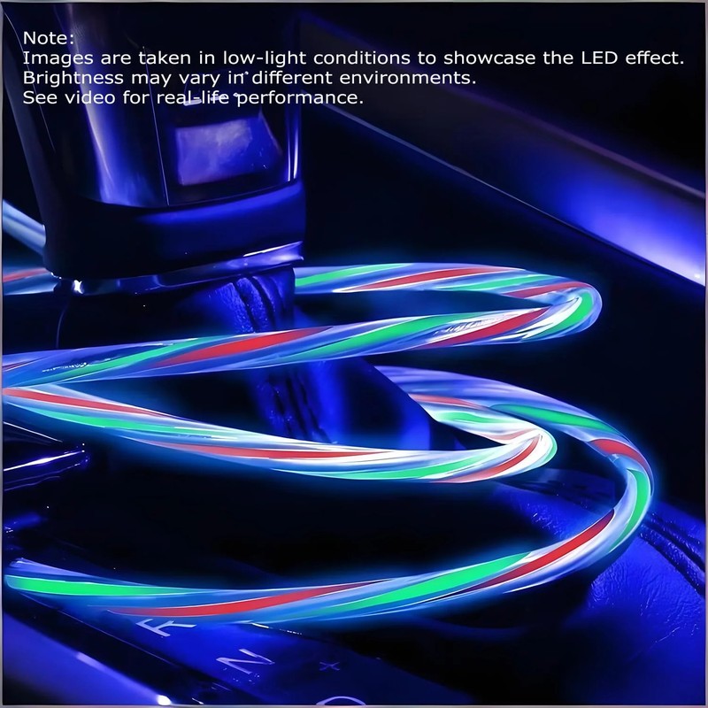Camping Car Multi Charging Cable, USB C to USB C RGB Breathing 3 in 1 Fast Charg gallery