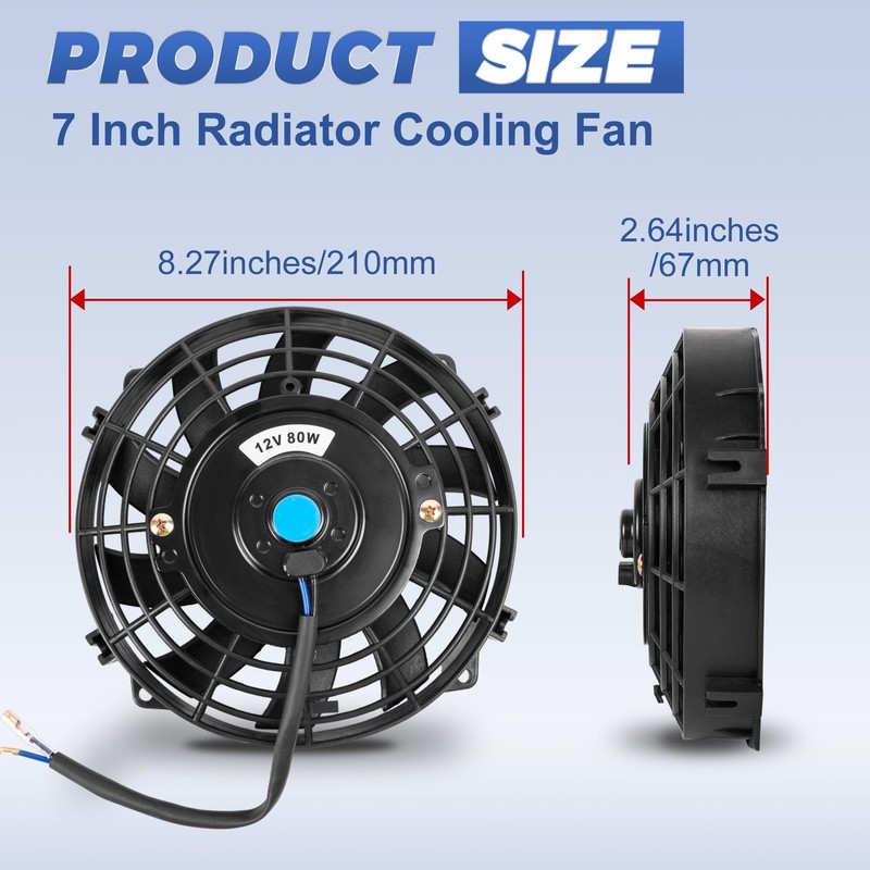 7 inch Universal Electric Radiator Slim Fans Push Pull 12V 80W Mounting Kit gallery