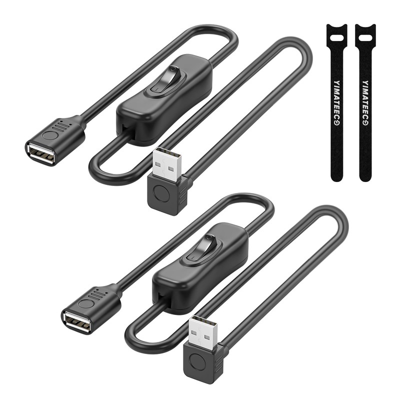 USB 3.0 Extension Cable, 2Pcs, 30cm, 90 Degree Up Angle, Male to Female, 5Gbps