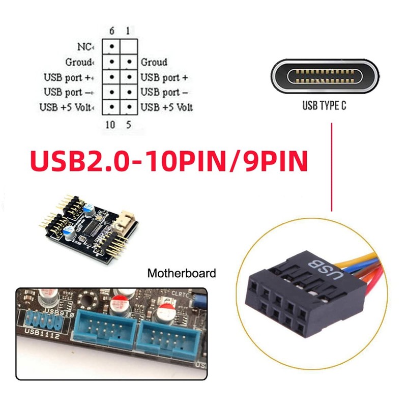 Cable USB 3.1 USB-Female to USB 2.0 Motherboard 9pin 10pin Header Cable with ... gallery