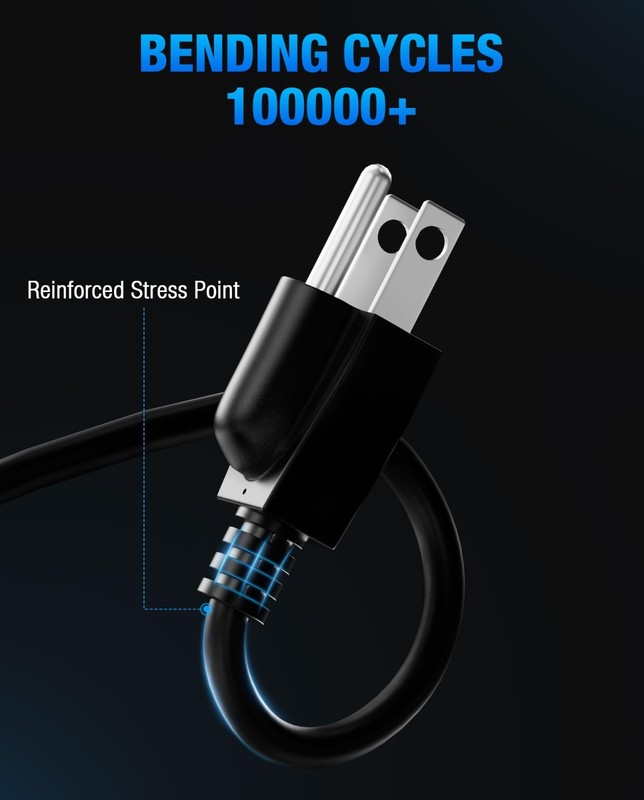 Heavy-Duty 14AWG Fast Charger Cable for Power Stations, 6FT Universal AC Cord gallery