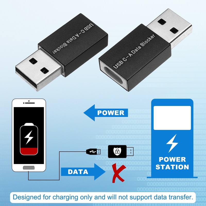 2 Pcs USB Data Blocker, USB A to C Data Protector Black gallery