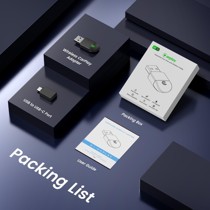 Wireless CarPlay Adapter - Convert Wired to Wireless, Mini USB, Plug & Play, Fas gallery