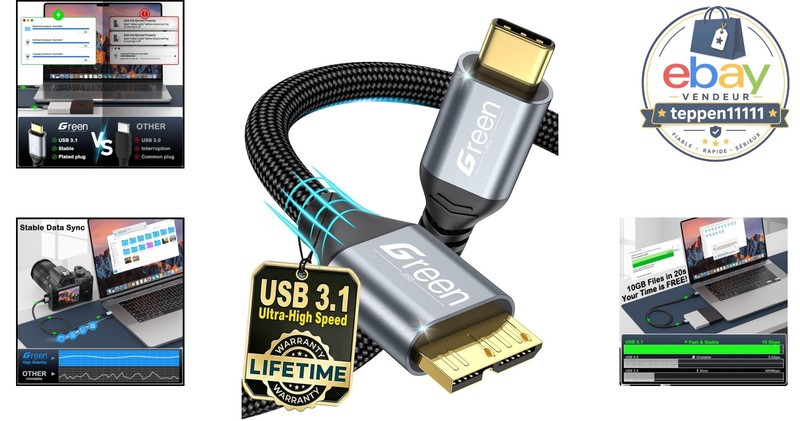 10 Gbps USB C to Micro B Cable 10FT for External Hard Drives gallery