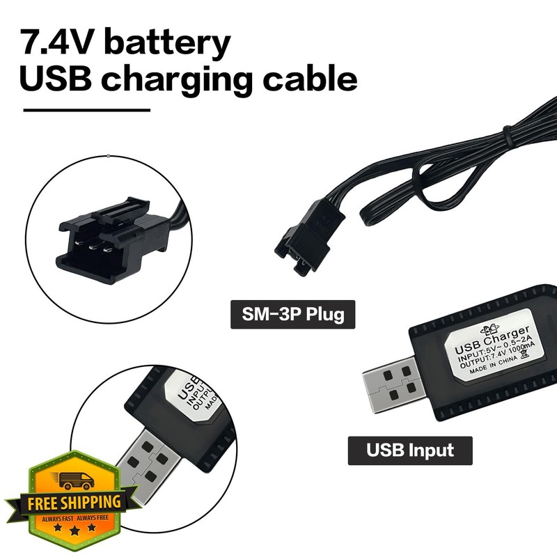 BaiWeiDun 7.4V USB Charger SM-3PIN Black gallery