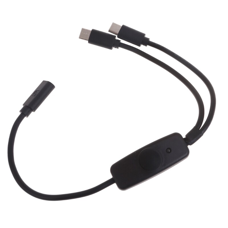Type C Female to 2 USB Male Charging Cable with On/Off Button Perfect for Travel gallery