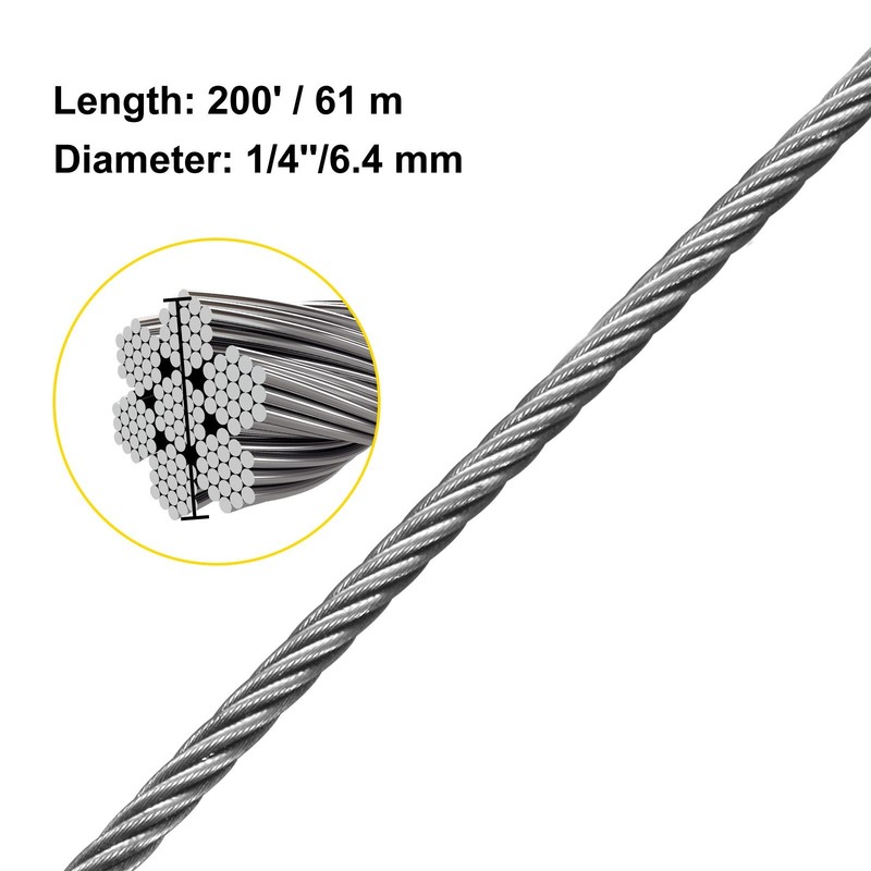 1/ 4" Stainless Steel Cable 200FT, T304 7x19 Tighter Core Cable Railing System gallery