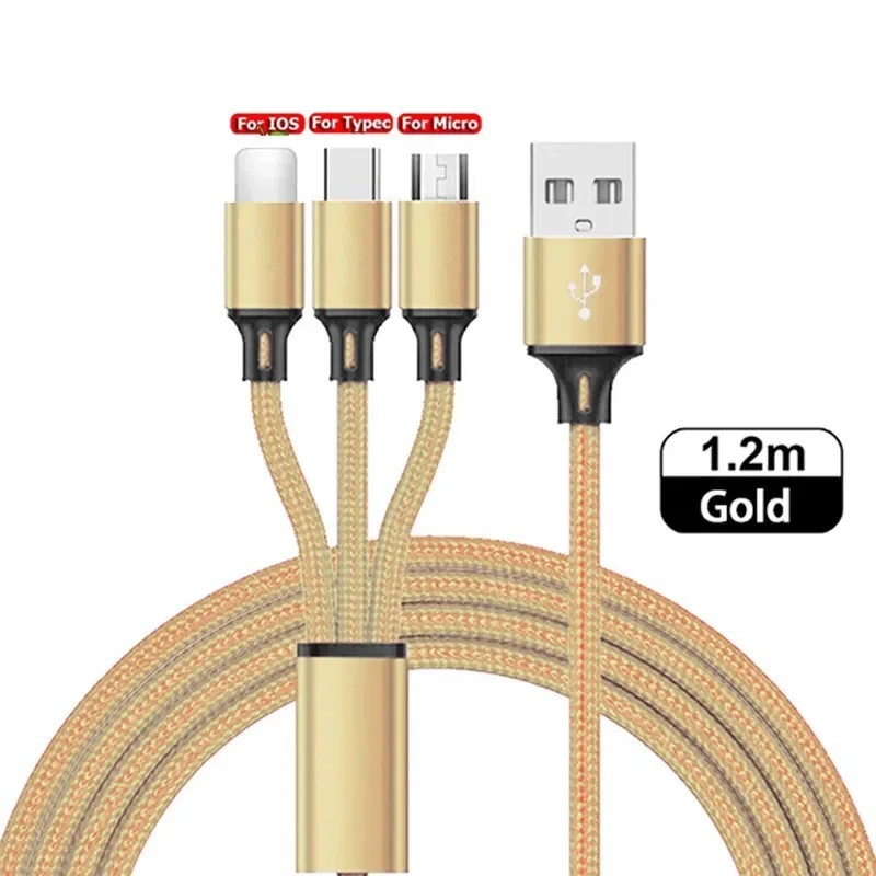 3 in 1 Fast USB Charging Cable Universal Multi Function Cell Phone Charger Cord