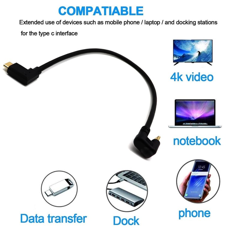 U Shaped USB C Cable 4K @60hz 10 GBS Type C Male 180 Degree to 90 Degree Type... gallery