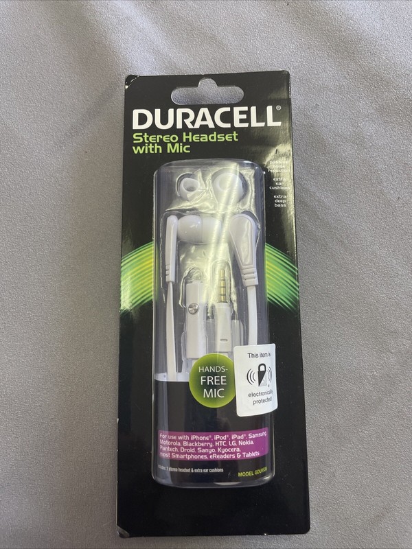 Duracell Stereo Headset with Mic For iPhone, iPad,iPod, and more