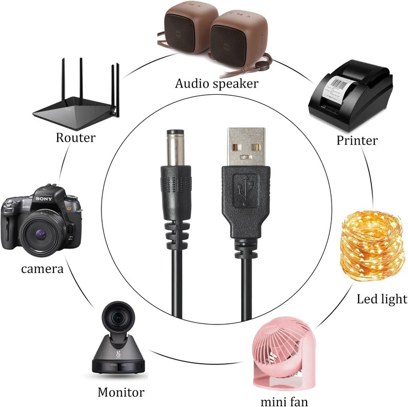 Universal USB to DC Charger Cable with 12 Changeable Tips - Perfect for Gadgets gallery