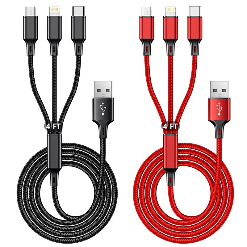 Multi Charging Cable, 4ft 2Pack Multi Phone Charger Cable Braided Universal 3…