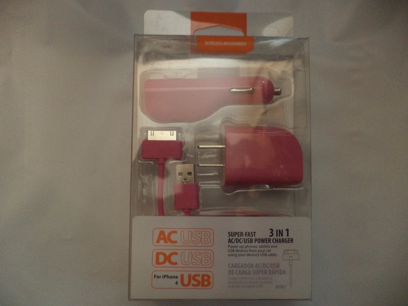 Reiko 3-In-1 Charger USB Data Cable Apple iPad,iPad2,iPad3,iPhone4/4G/4S Pink gallery