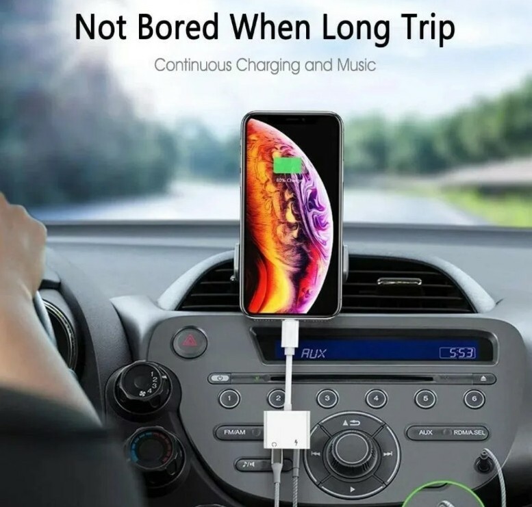 2-Pack 2 in 1 Dual Adapter 3.5mm Headphone & Charger For iPhone X XS XR 11 12 13 gallery